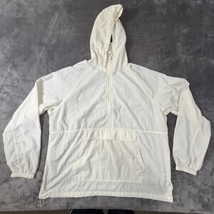 VVC Hooded 1/4 Zip Windbreaker Jacket Kangaroo Pocket White Men's Size M